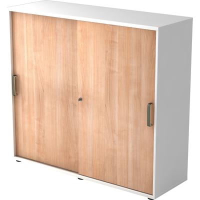 Hammerbacher Schiebetürenschrank Serie 9 3OH BxTxH 120x40x110cm Griff SG Weiß/Nussbaum