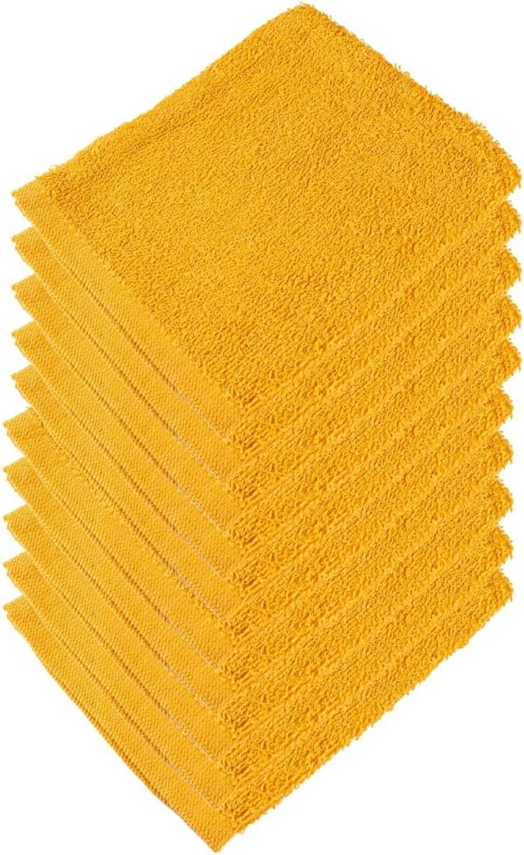 Set van 10 gele katoenen washandjes voor volwassenen