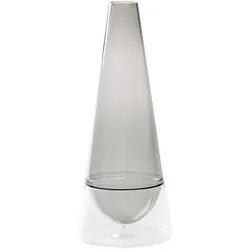 Zafferano Conosfera 58 Vase aus mundgeblasenem Borosilikatglas, elegantes Design in Incalmo-Technik, graue Farbe, kunstvolles Wohnaccessoire
