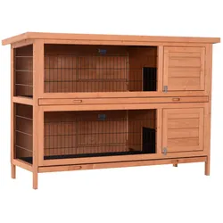 PawHut Kaninchenstall doppelstöckig für Kleintiere Tannenholz Orange 136,4x50x93cm