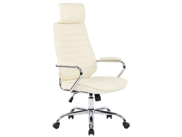 CLP Chefsessel Echtleder Creme, Metall, 59x117x57 cm, Büromöbel, Bürostühle, Drehstühle