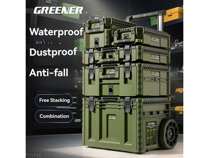 GREENER coffre à outils empilable de qualité militaire, boîtier étanche, boîte à outils pour rangement de Garage, boîte de sécurité, boîte à instruments