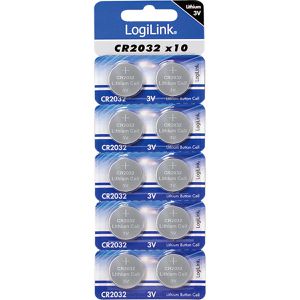 LogiLink Knopfzelle CR2032, 210 mAh, Lithium, 10 Stück