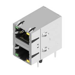 Weidmüller RJ45M R21UD 3.3E4G/Y TY Leiterplattensteckverbinder RJ45-Übertragerbuchse, THT/THR-Lötanschluss, Schirmung: Ja, LED: Ja, Gold über Nickel, Tray 2797020000