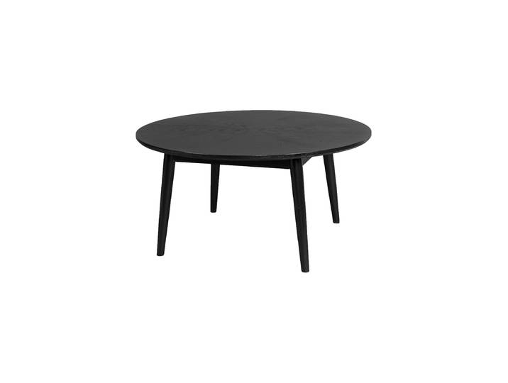 Runder Couchtisch „Fabio“ aus Eichenholz, Ø 80 cm Schwarz White Label by Bloomingloft