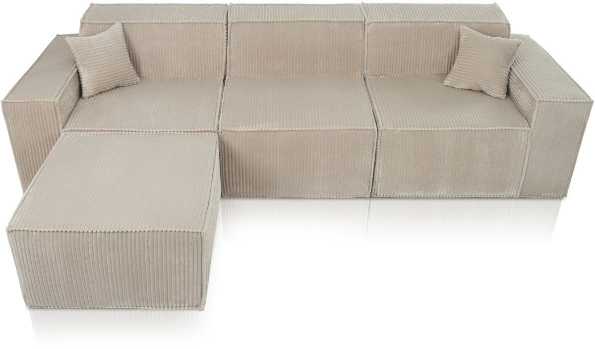 Beat Hoekbank Ribstof Beige
