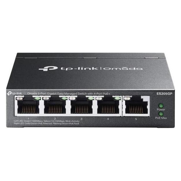 TP-Link Omada ES205GP 5-Port Gigabit PoE+ Managed Switch, 65W, lüfterlos (5 Ports) (425405)