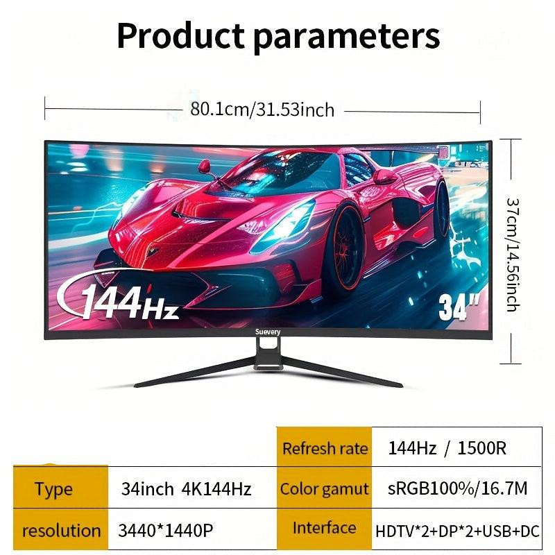 Selius 34 inch Curved Ultrawide Gaming LED Monitor met 4K Resolutie en 144Hz