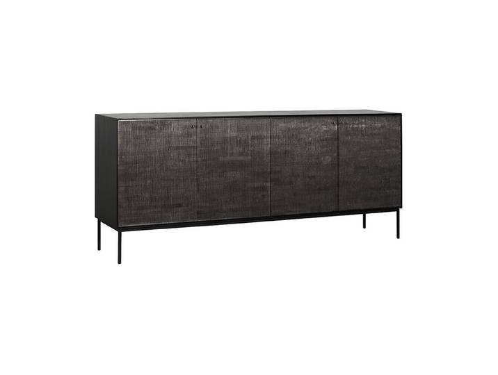 ETHNICRAFT buffet GROOVES avec 4 portes (Noir - Teck et métal)