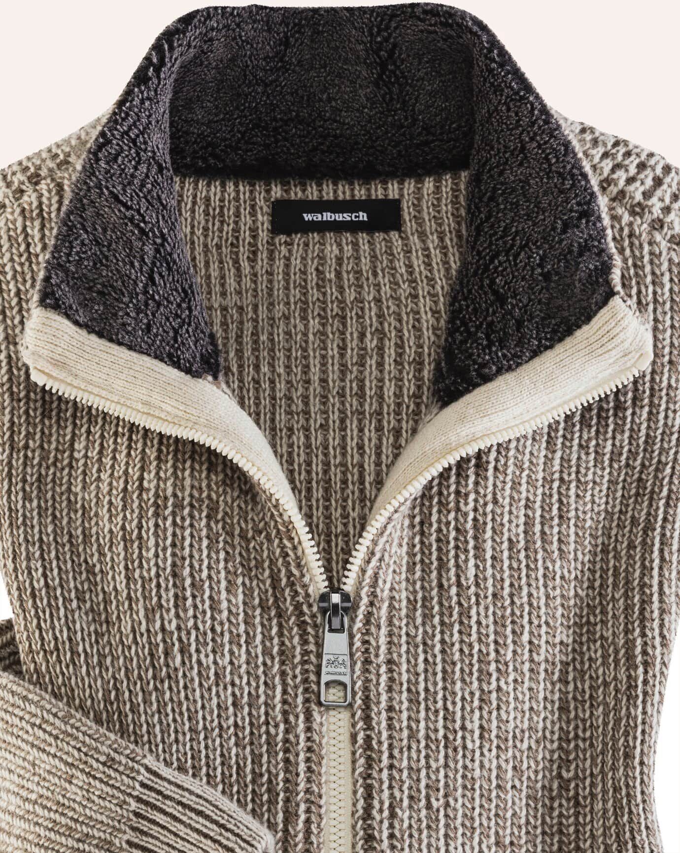 Walbusch Thermo-Strukturmix-Jacke, , Farbe Beige, 52, Baumwoll/Woll-Mix temperaturausgleichend Herren