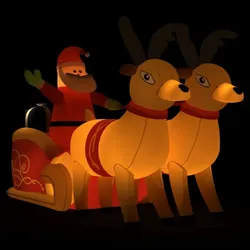 vidaXL Aufblasbarer Weihnachtsmann mit Rentieren LED 130 cm