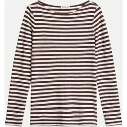 Langarmshirt mit Streifenmuster Braun S