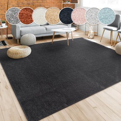 Teppich PACO HOME "Porto 890", schwarz, B:280cm H:13mm L:380cm, Obermaterial: 100% Polypropylen, Teppiche, Teppich, Kurzflor, Uni-Farben, ideal im Wohnzimmer & Schlafzimmer