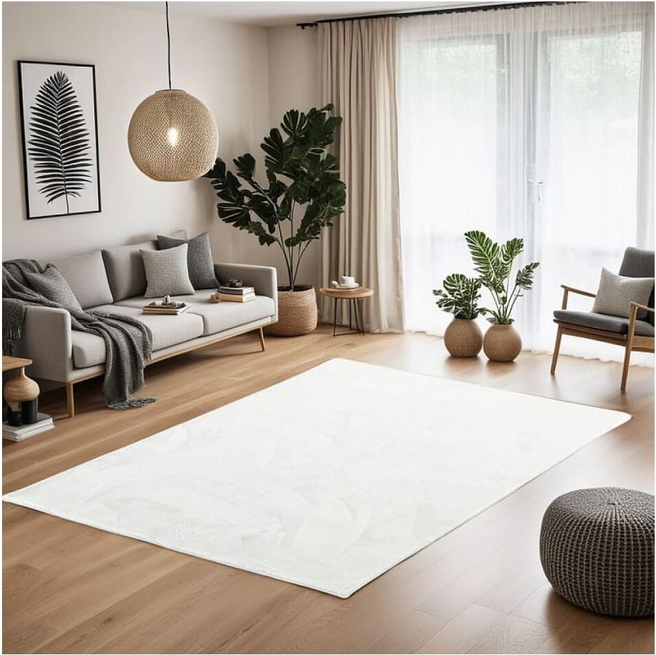 Homestyle4U Tapis Salon Blanc 120x180 cm Blanc 120x0x180cm