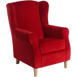 OHRENSESSEL Karlen Bezug Samtvelours Buche natur / rot