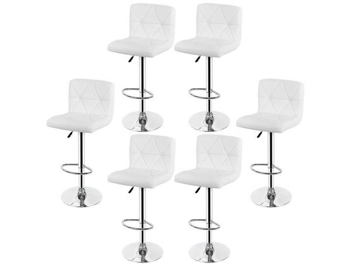 Tabouret de bar - JEOBEST - Lot de 6 - Réglable en hauteur - Cuir PU - Dossier haut
