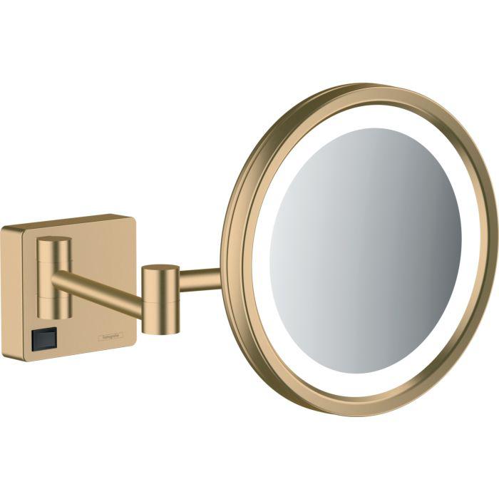 hansgrohe AddStoris Rasierspiegel 41790140 3-fach Vergrößerung, mit LED Leuchte, Wandmontage, brushed bronze