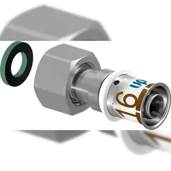 Uponor Verschraubung S-Press PLUS aus Messing, verzinnt 16mmx1/2 IG