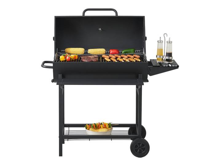 casa.pro Grillwagen Armento, Schwarz, Metall, 108x95x61 cm, Grillen, Grills, Holzkohlegrill
