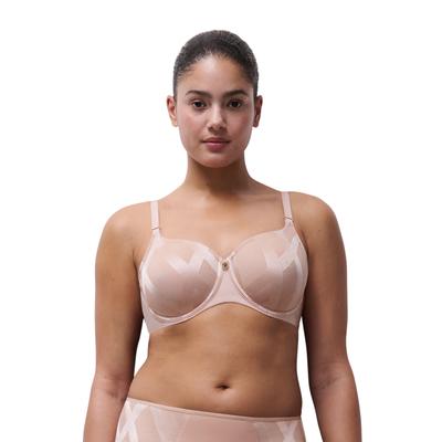 Bügel-BH CHANTELLE "GLAZE", Damen, Gr. 85, Cup E, rosa (soft pink), Obermaterial: 74% Polyamid, 26% Elasthan, BHs Bügel-BH, grafisches Gewebe mit matten und schimmernden Kontrasten