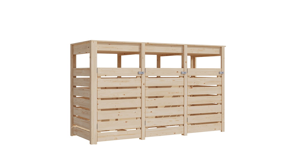 KARIBUHOLZT 3er Mülltonnenunterstand natur kein Boden 238x088x143 16954062
