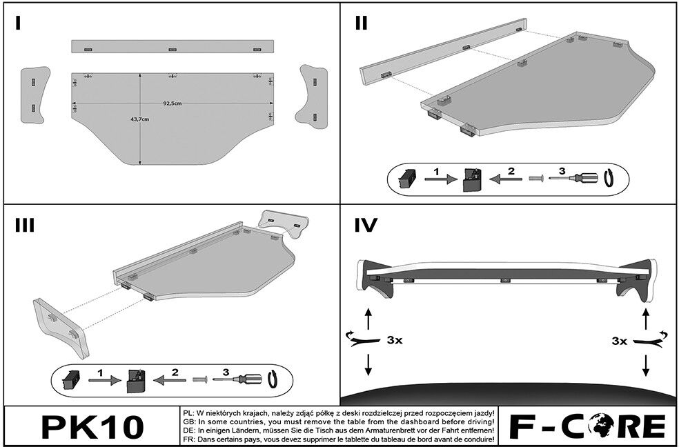 F-CORE PK10 BLUE Dash table