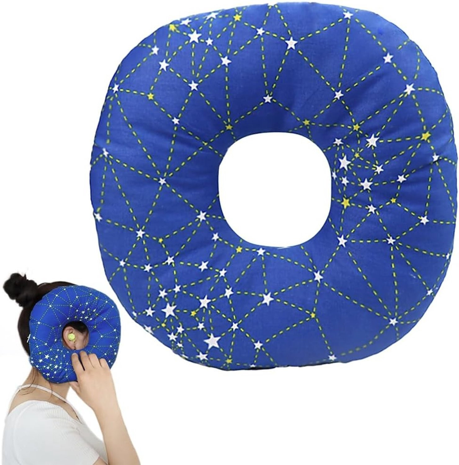Donut kussen voor oorpijn en herstel na een oorpiercing, comfortabel slaapkussen voor zijslapers