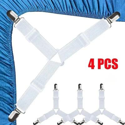 Uplifted Finds Triangle Adjustable Bed Sheet Holder Clips 4 Pcs White