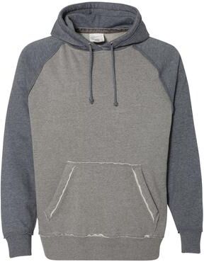 J America JA8885 Vintage Heathered Hood T-Shirt in Smoke Heather/Vintage Navy Blue Heather size XL 8885