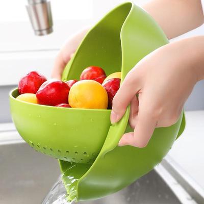 KitchenCuration 360 Colander Bowl Double Layer Strainer & Drainer   Perfect Kitchen Gift Green