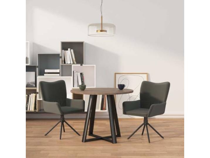 HEFZGDB Drehbare Esszimmerstühle 2 STK. Dunkelgrau Samt mit Armlehne Ergonomisches Design 360 Grad Drehfunktion für Wohnzimmer Büro