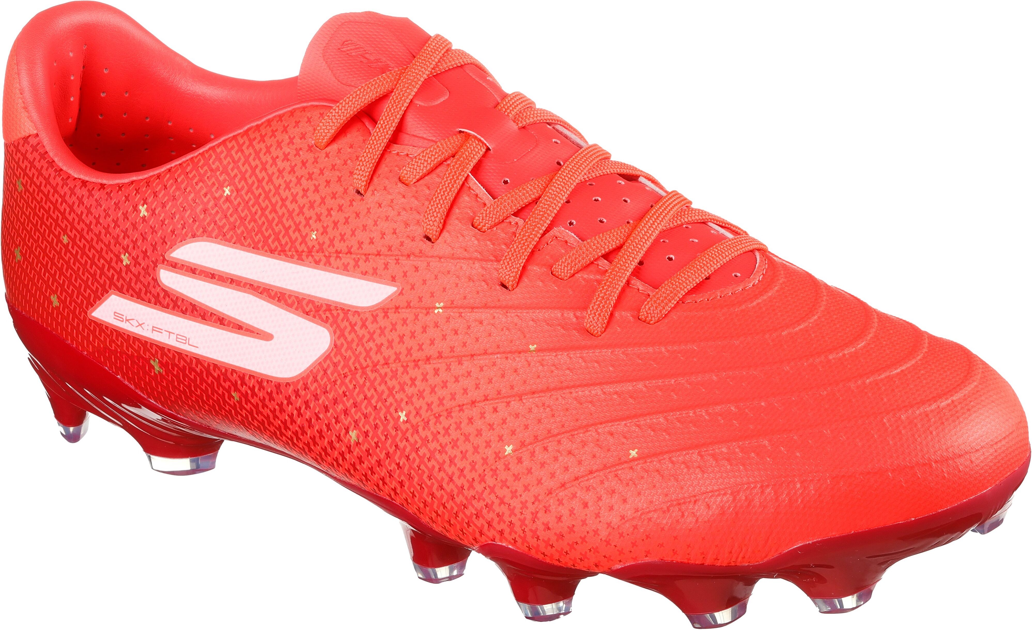 Fussballschuh SKECHERS "Skechers Soccer™ Harry Kane SKX_1.5 Academy TF™", Herren, Gr. 47, Textil, rot (crl korall, rot), Synthetik, gemustert, Schuhe Fussballschuh, Rasenschuh, Trainingsschuh für präzise Ballkontrolle crl korall, rot 47, Textil