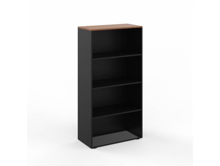 Regal Tradingzone GO Swiss 80.0 x 40.0 cm, Schwarz/Nussbaum, 4 Ordner hoch, Neu - Optimal für Büro und Organisation