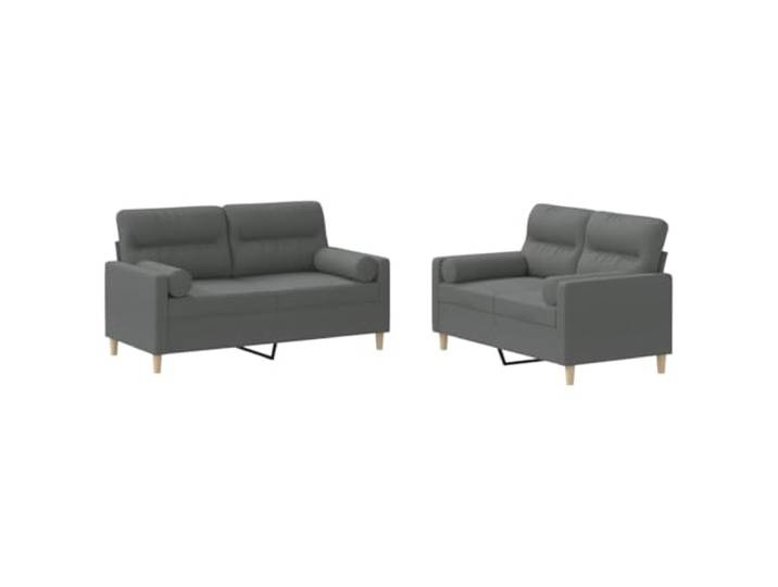 KUTYWEXFM 2-tlg. Sofagarnitur mit Kissen Couch Set Dunkelgrau Stoff Modernes Polstermöbel Set aus atmungsaktivem Stoffgewebe für Wohnzimmer und Büro, inklusive 8 Kissen für Ergonomie.