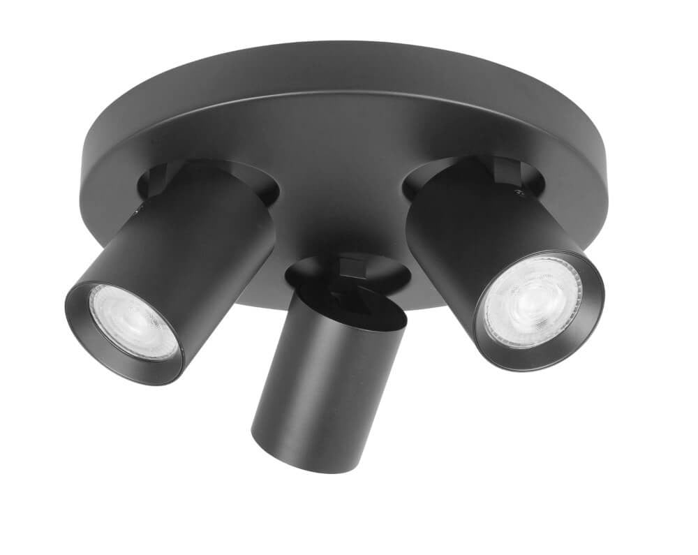Highlight Oliver 3-lichts opbouwspot rond zwart