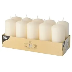 Starpak 10 Stumpenkerzen Ø 40 mm · 90 mm creme