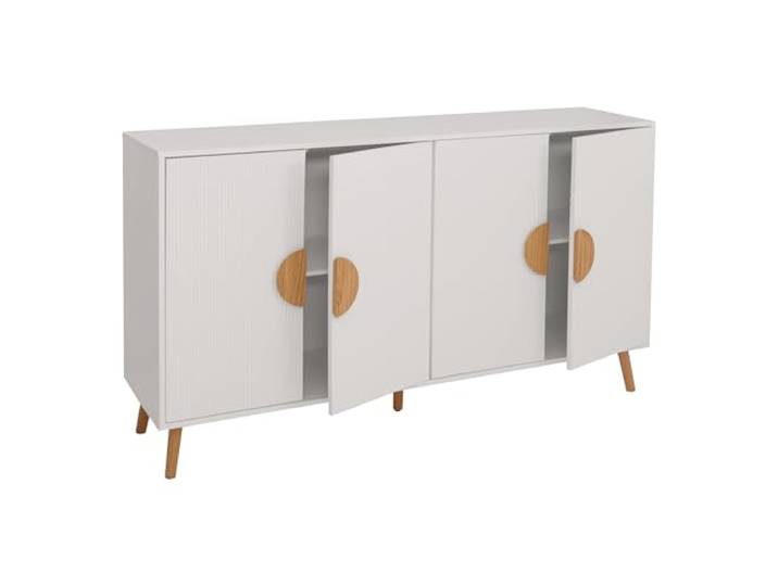Mendler Sideboard HWC-N89 88x150x40cm 3D-Design Melamin Holz - weiß