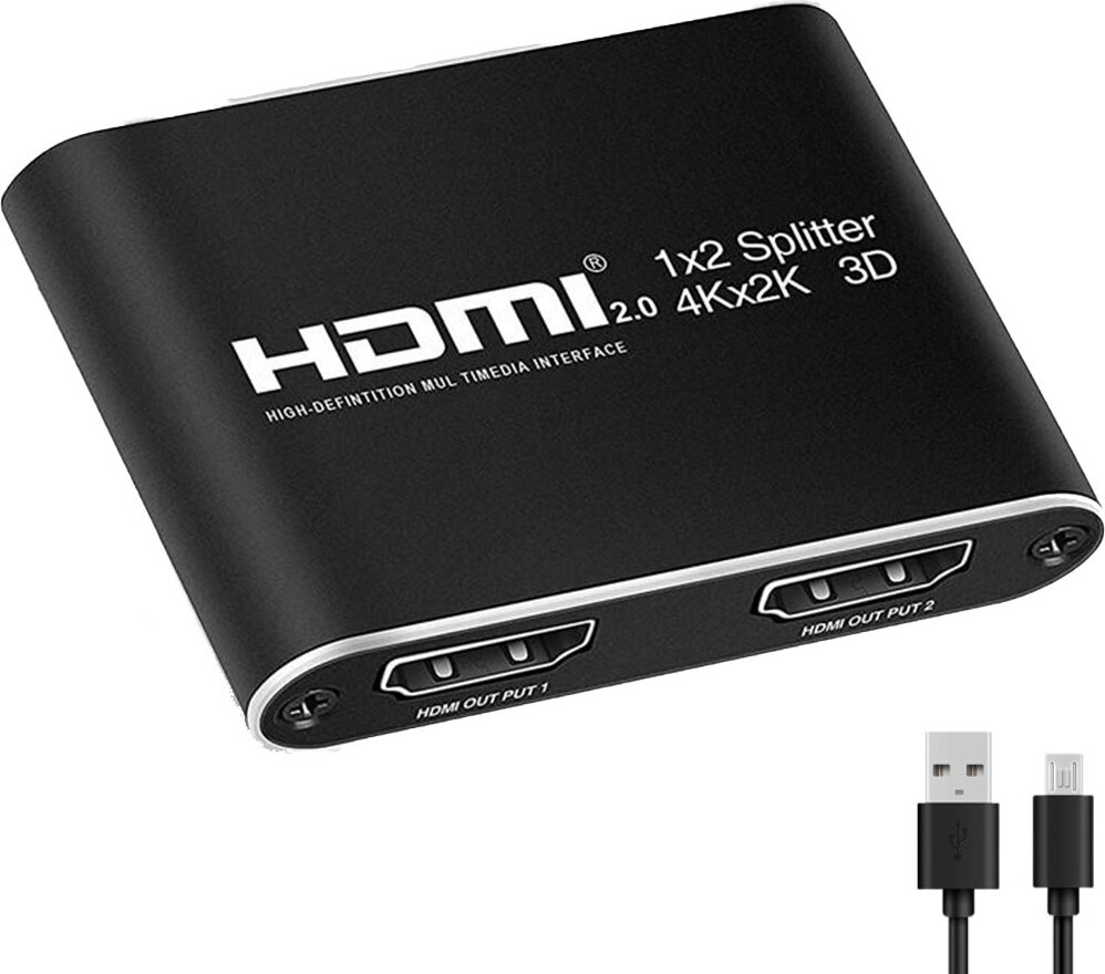 INF HDMI-splitter 1x2 voor 2 schermen 3D / 4K / 1080p