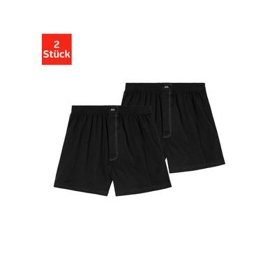 Weiter Boxer H.I.S, Herren, Gr. XS, 2 Stk., Jersey, schwarz, Jersey, Obermaterial: 95% Baumwolle, 5% Elasthan, unifarben, bequem, Unterhosen, aus weicher Single Jersey Ware