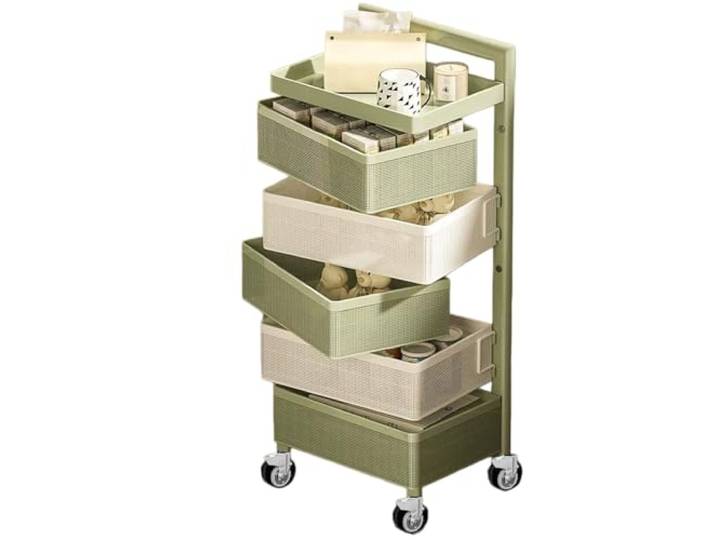 Rv2sGf3kH Küchenwagen 360° drehbarer Aufbewahrungswagen, rollender, Snack- und Make-up-Organizer(Green)