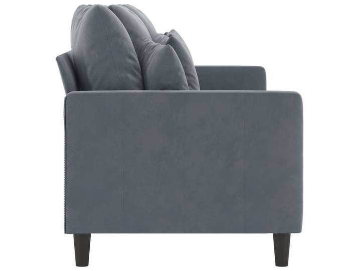 Canapé 3 places en velours - WIENS - Gris foncé - 180 cm - Velours doux - Cadre en métal - Confortable - Design moderne