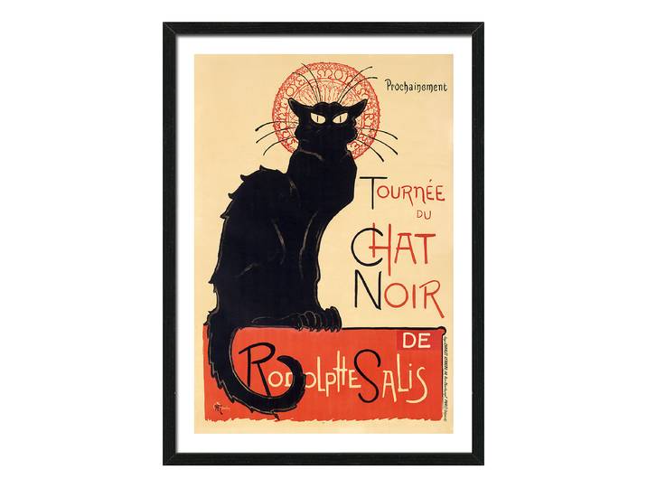 Bild Tourmee Du Chat Noir Glas: Floatglas Rahmen: Mitteldichte Holzfaserplatte MDF , foliert Schwarz/Rot/Beige 55 x 75 x 3cm