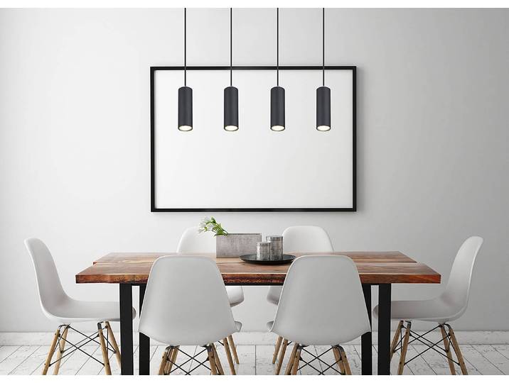 Suspension Robby 6 x 120 x 65cm Noir/Noir 4 fer verni LED GU10