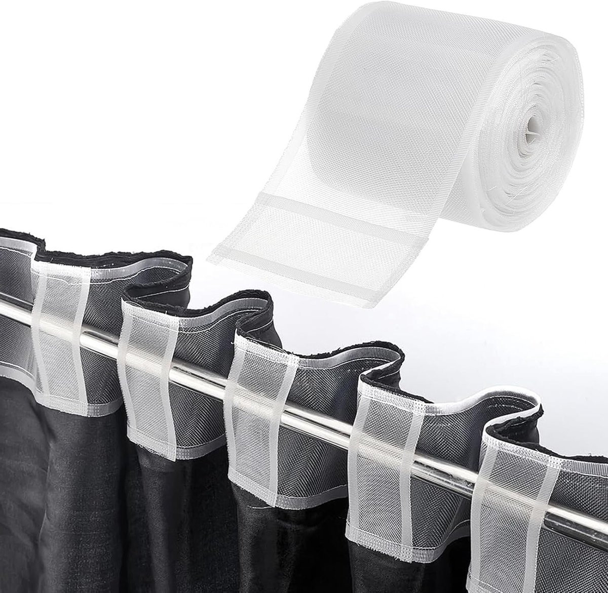 SnelShoppen Nylon Rimpelband met Ruffle Tape voor Raamdecoratie en Meubels, 10 cm x 10 m