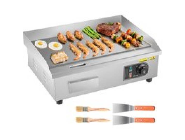 SucceBuy Commerciële Elektrische Grillplaat 50-300 ° C Verstelbare temperatuurregeling, roestvrijstalen aanrechtgrill met vlakke bovenkant voor Steak Panc
