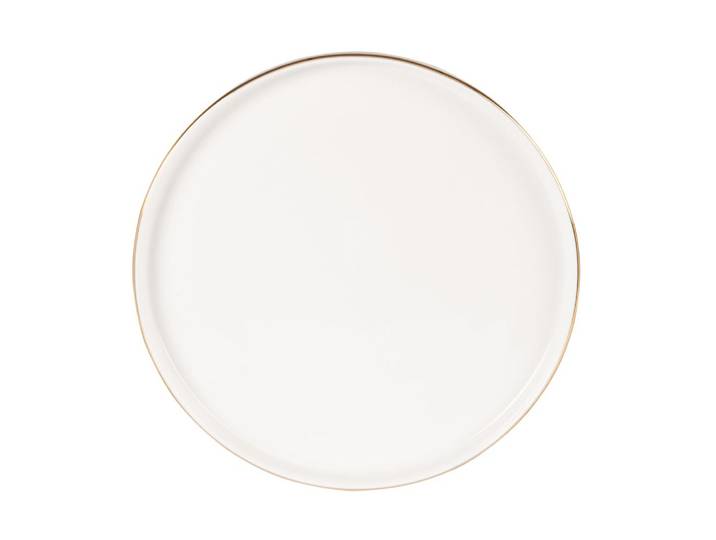 Dessertteller aus Porzellan, weiß und goldfarben
