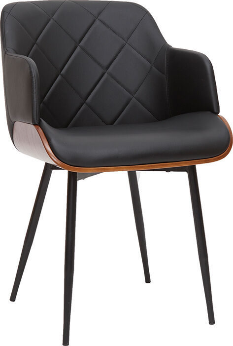 Miliboo Chaise design noir, bois foncé et métal LUCIEN