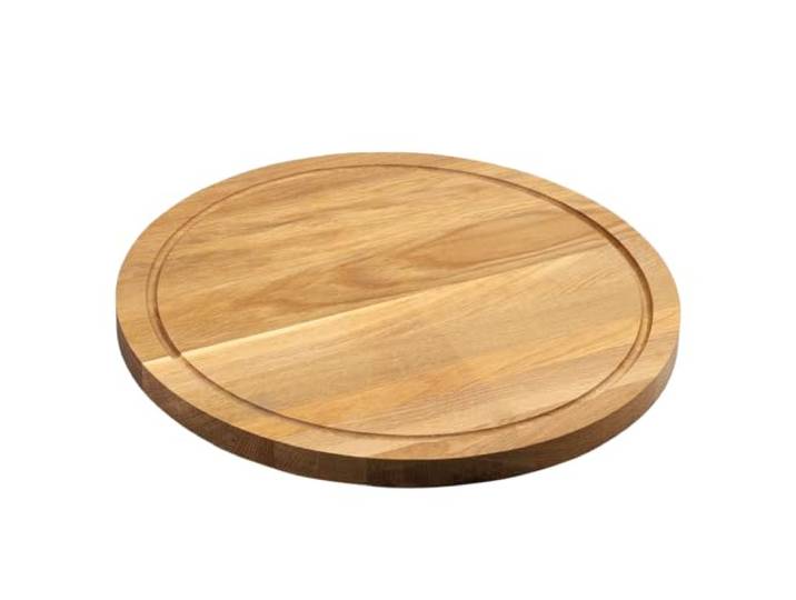 KESPER Vesperteller mit Saftrille aus FSC®-Eichenholz, Ø 40 cm 49441 Umlaufende Saftrille zum Auffangen von Flüssigkeiten beim Schneiden
