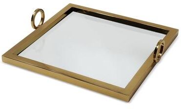 Vivience "13.75""L Square Mirror Tray with Loop Handles"