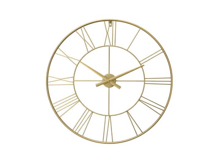 Edaxo Wanduhr Aratio Ø 70 cm, Goldfarben, Metall, 70x70x3 cm, Dekoration, Uhren, Wanduhren